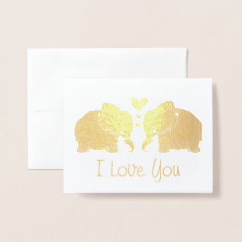 ハートI愛の金ゴールド象の組 箔カード