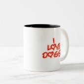 ハートI愛はTシャツおよびギフトの後をつけます ツートーンマグカップ (正面右)