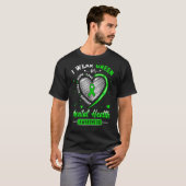 ハートI衣服グリーンメンタルヘルス認識度モン Tシャツ (正面フル)