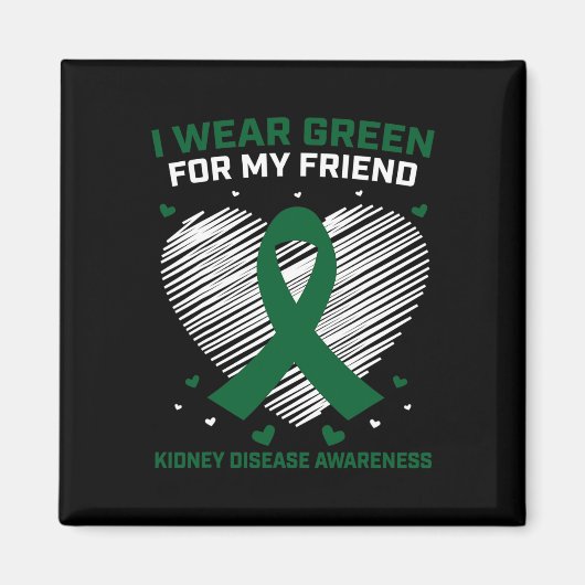 ハートI衣服グリーンfor My Friend Kidney Disease Aw マグネット (正面)