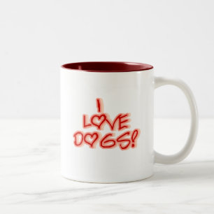 ハートI Love Dogs T-shirts and Gives ツートーンマグカップ