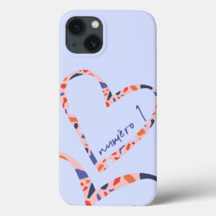 ハートiPhoneケフランスのース，ブルー，ラグジュアリー，愛 iPhone 13ケース
