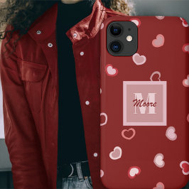 ハートMaroon Red in Pink to Red グラデーション iPhone 11 ケース