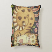 ハートNストライプフォーク初期のアートキャットピロー アクセントクッション (裏面(縦))