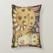 ハートNストライプフォーク初期のアートキャットピロー アクセントクッション (正面(垂直))