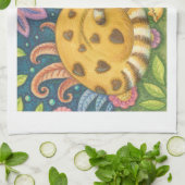 ハートN'ストライプ虎猫フォークアートキャットキッチンタオル キッチンタオル (折り畳み)