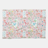 ハートnラブフローラドラゴンフライバレンタインデー キッチンタオル (横)