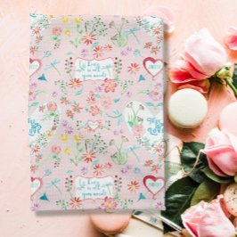 ハートnラブフローラドラゴンフライバレンタインデー キッチンタオル