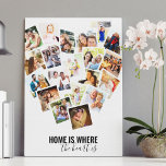 ハートPhoto Collage Home is where the ハート キャンバスプリント<br><div class="desc">ハート型のフォトコラージュを作成する。デザインには「ホームはハートがある場所」という言葉が書かれ、写真テンプレートは20の写真を追加するように設定されお気に入りのている。写真は、レトロなインスタントフォトフレームと正方形のinstagramスタイルで表示される。1年素晴らし間の瞬間に対して、すべてのスナップ楽しむショットを表示し最高のて、selfiesと写真を繰り返し表示する方法。デザインにはシンプル白と黒のカラーパレッカスタマイズトがもしあり。</div>