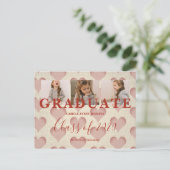 ハートPre-K卒業3写真織物テクスチャ ポストカード (スタンド正面)