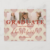 ハートPre-K卒業3写真織物テクスチャ ポストカード (正面)