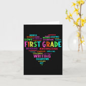 ハートTシャツ小学校1年生チーム教師生徒バックトゥ カード (黄色い花)