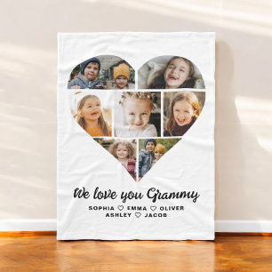 ハートWe Love You Grammy Family Photo Collage フリースブランケット
