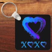 ハートXOXOメタルキーチェーン キーホルダー (正面)