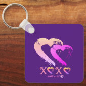 ハートXOXOメタルキーチェーン キーホルダー (正面)