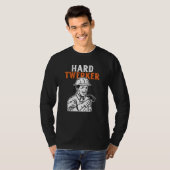 ハードな腰振りおじさん 建設作業員のダジャレ Tシャツ (正面フル)