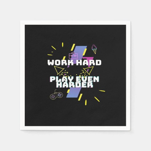 ハードに働いて、もっとハードに遊ぼう プレミアム スタンダードカクテルナプキン (正面)