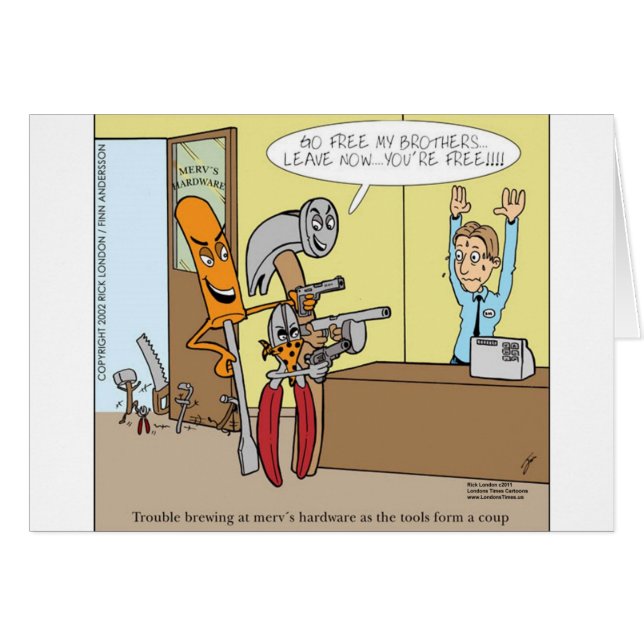 ハードウェアストア解放おもしろいギフトTeeカード (正面横)