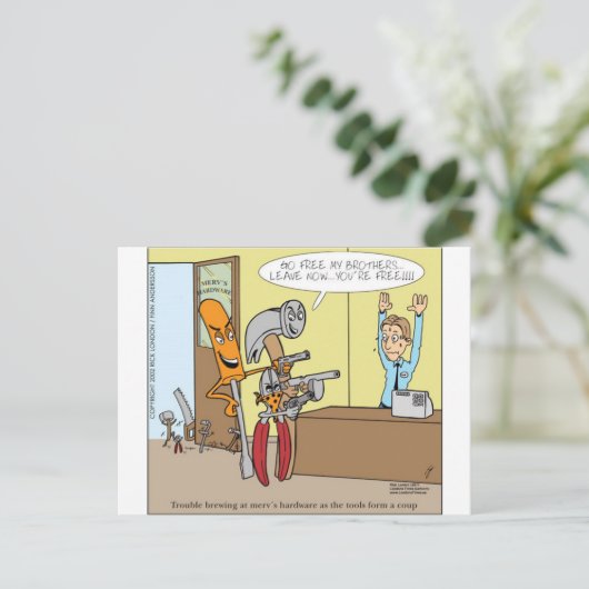 ハードウェアストア解放おもしろいギフトTeeカード ポストカード (スタンド正面)