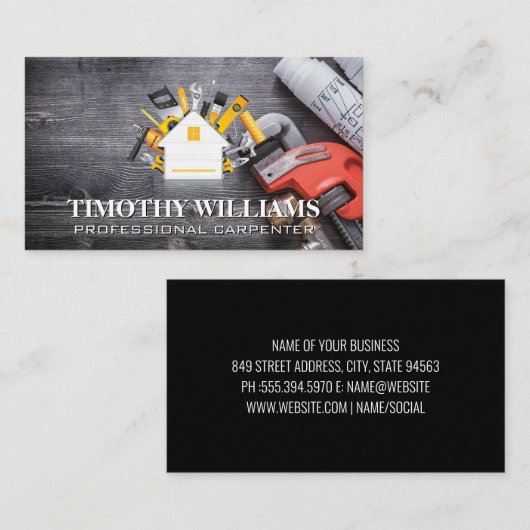 ハードウェアツール | ホームアイコン | 青いプリント 名刺 (正面/裏面)