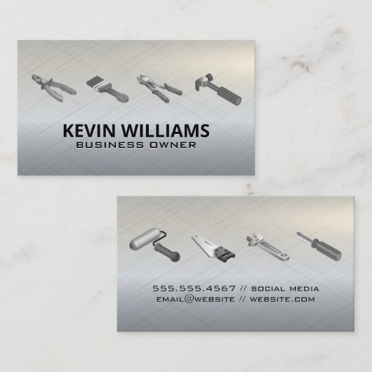 ハードウェアツール |メタリックテクスチャ 名刺 (正面/裏面)