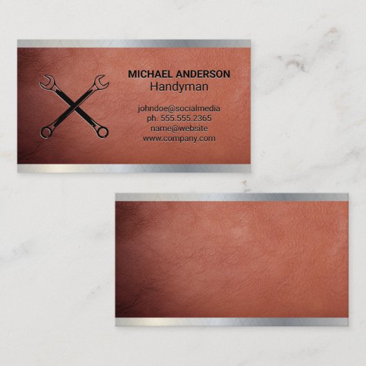 ハードウェアツール |建築 |金属レザー 名刺 (正面/裏面)