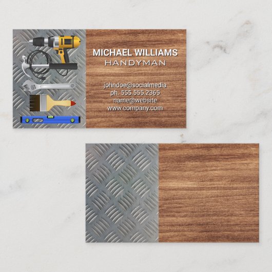 ハードウェアツール |木材と金属 名刺 (正面/裏面)