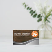 ハードウェアツール |木目 |金属 名刺 (スタンド正面)