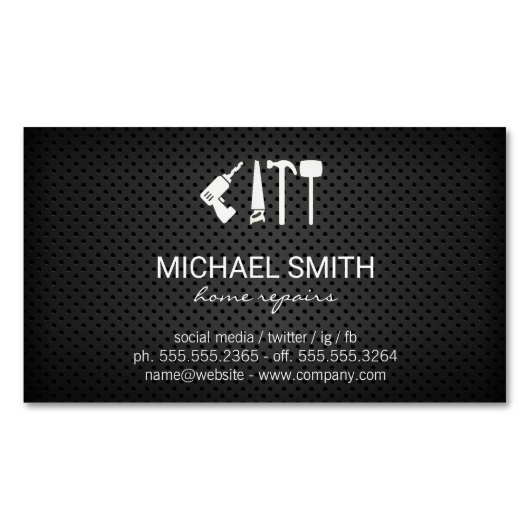 ハードウェアツール | 穴あきメッシュ背景 マグネット名刺 (正面)