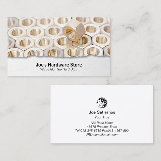ハードウエア店舗のナットBolts Close Up Retail 名刺 (正面/裏面)