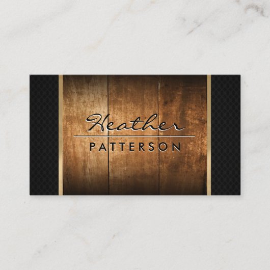 ハードウッド |金ゴールドトリム |ブラックメッシュ 名刺 (正面)