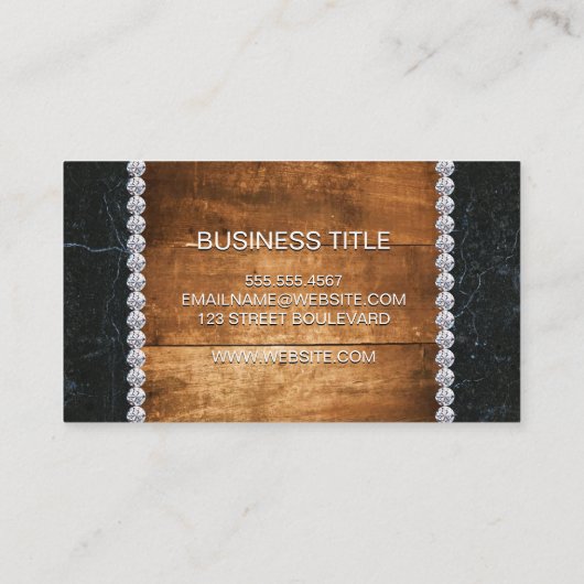ハードウッド |黒い大理石トリム |ダイヤモンド 名刺 (裏面)