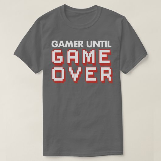 ハードコアのゲーマーゲームビデオ上のゲームまでゲーマー Tシャツ (デザイン正面)