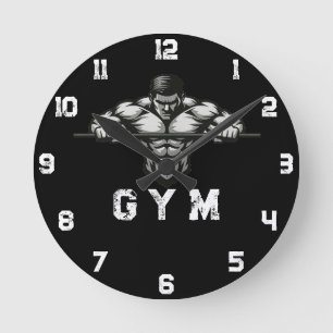 ハードコアトレーニングクロックパワーグリップジムデコル ラウンド壁時計