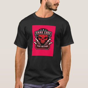 ハードコア恐怖何も赤いスカルバッジティー Tシャツ