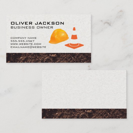 ハードハットと建築コーン 名刺 (正面/裏面)
