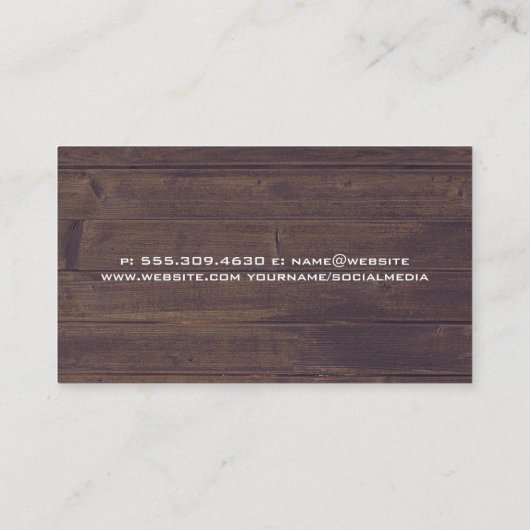 ハードハットハンマーのハウスロゴ |木材の背景 名刺 (裏面)