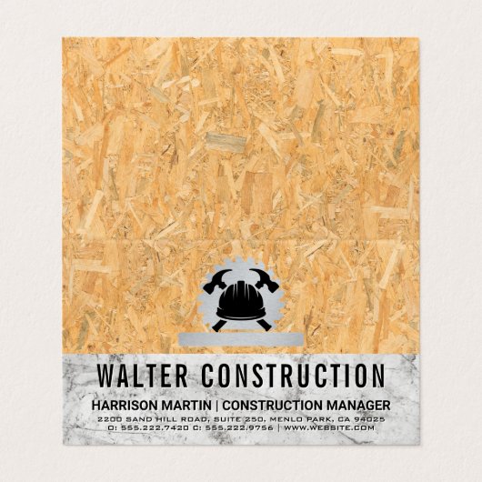 ハードハットハンマー |大理石 |プレス木材 名刺 (外部フラット)