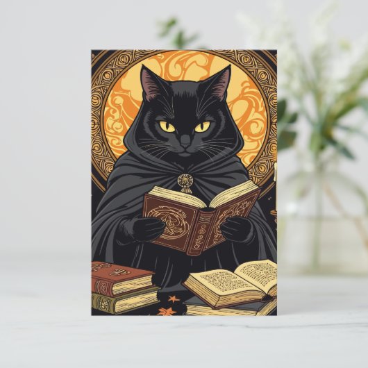 ハードバックの猫の本読のハロウィーン 招待状 (スタンド正面)