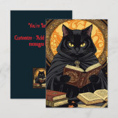 ハードバックの猫の本読のハロウィーン 招待状 (正面/裏面)
