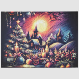 ハードパステルで描くクリスマスの情景 薄葉紙