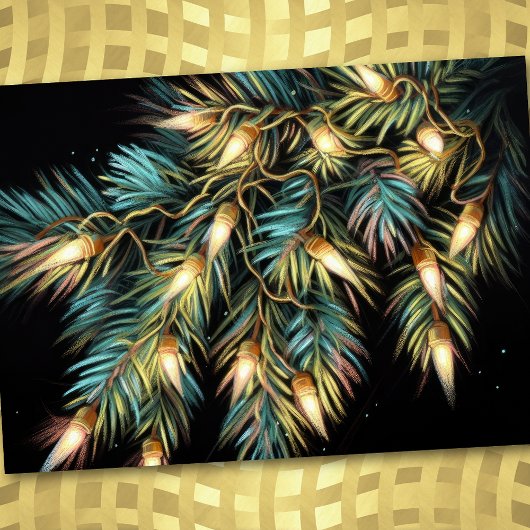 ハードパステル描画のクリスマスホリデー ストリング ライト シーズンカード