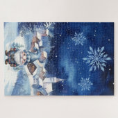 ハードブルーウィンタークリスマスヴィレッジ&格言 ジグソーパズル (横)