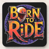 ハードプラスチックのコースターに描かれたBorn to Ride コースター (正面)