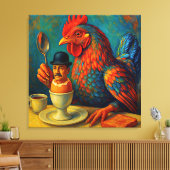 ハードボイルドな人間 - 朝食時の鶏の悪戯 キャンバスプリント (インサイチュ (リビング))