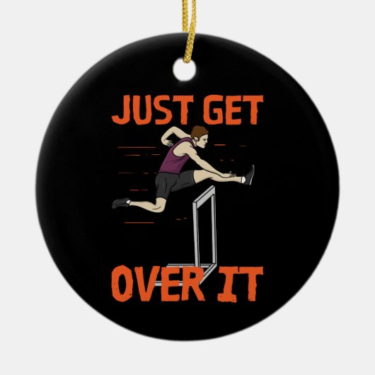 ハードラーハードリングスポーツトラック&フィールドギフト セラミックオーナメント (正面)