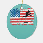ハードラー女性ガール女性米国国旗のハードル セラミックオーナメント (左)