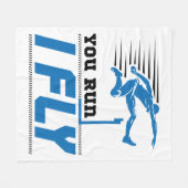 ハードルトラックとフィールド私走が飛んでね フリースブランケット (正面(横))