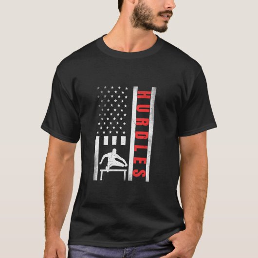 ハードルヴィンテージ米国国旗のハードル誇りを持った Tシャツ (正面)