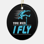 ハードル走私はハードラーのトラックフィールドを飛行 セラミックオーナメント (左)